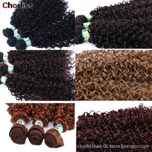 Wholesale Hot Sale Natural 16''18''20''Ombre  Afro Jerry Curl Bundles Hair Weft Synthetic Hair Weave Bundles Extension For Woman